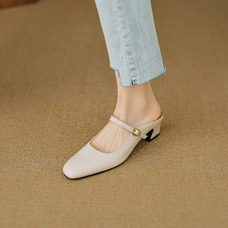 Orsina — Strap Block-Heel Mules