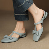 Ludovica — Bow T-Bar Low-Heel Mules