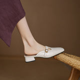 Zaira — Square-Toe T-Strap Mules