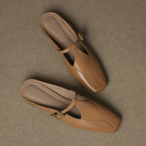 Hephzibah — Buckle T-Strap Flat Mules