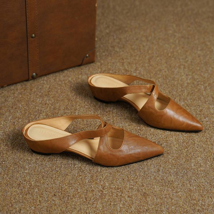 Natalia — Cross-Strap Flat Mules