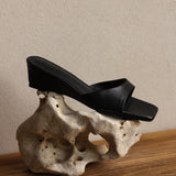 Silvana — Square Open-Toe Wedge Slides