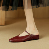 Selina — Mary Jane Strap Flat Mules