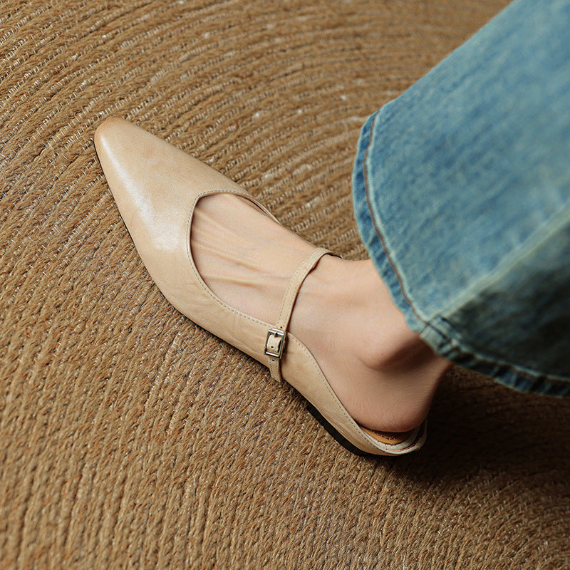 Zelie — Pointed Mary Jane Flat Mules