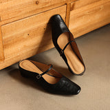 Lilla — Buckle-Strap Block-Heel Mules