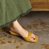 Silvana — Square Open-Toe Wedge Slides