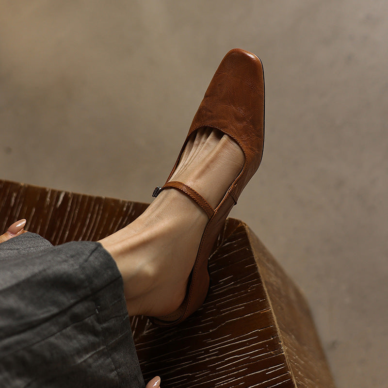 Lilla — Buckle-Strap Block-Heel Mules