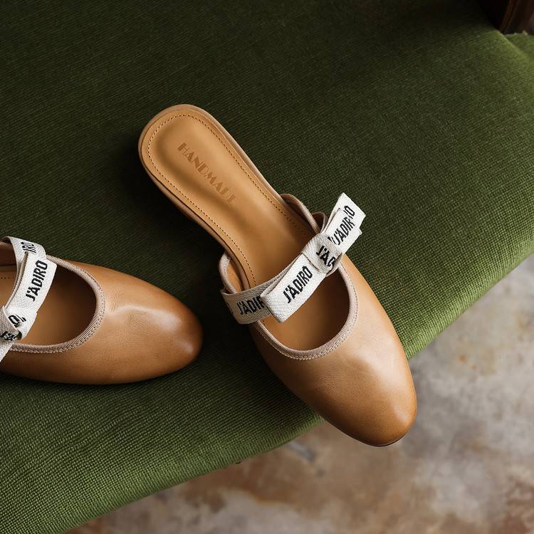 Tiziana — Ribbon-Bow Flat Mules