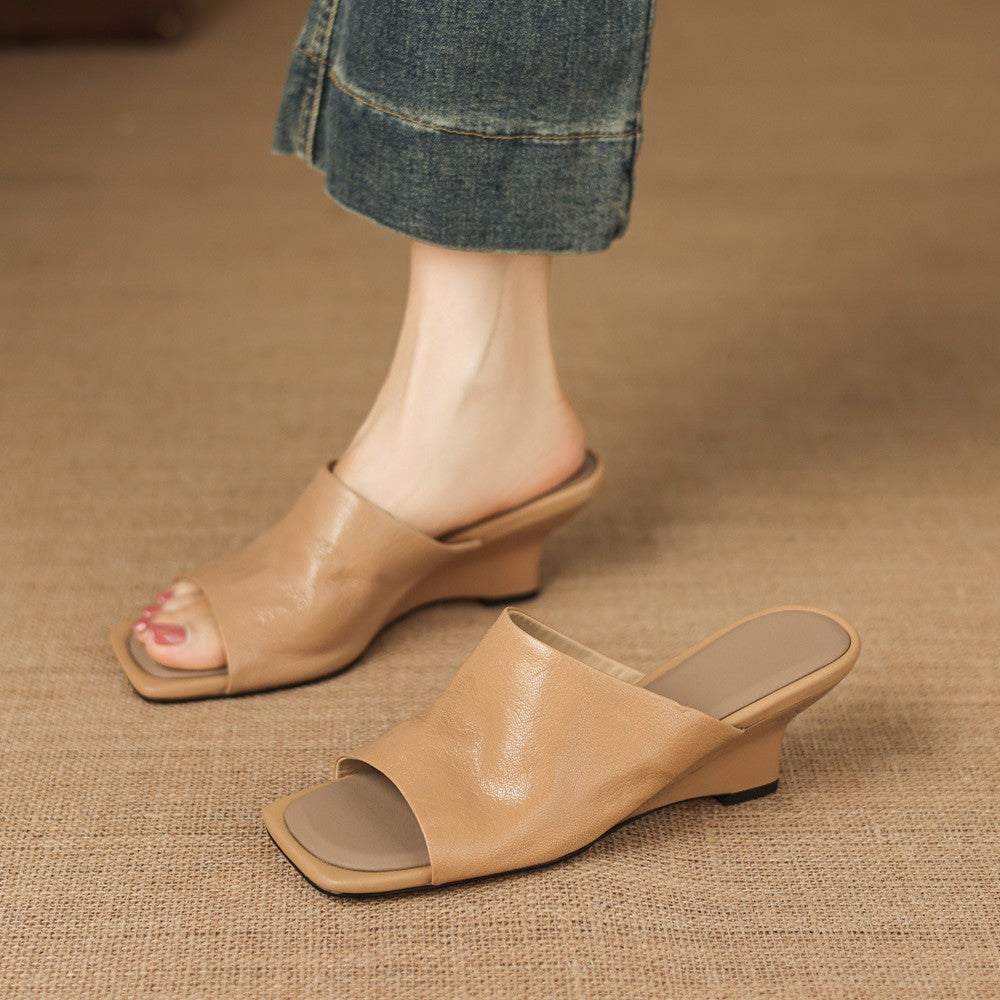 Rosario — Open-Toe Wedge Slide Mules