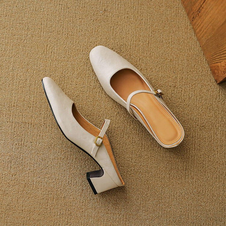 Orsina — Strap Block-Heel Mules