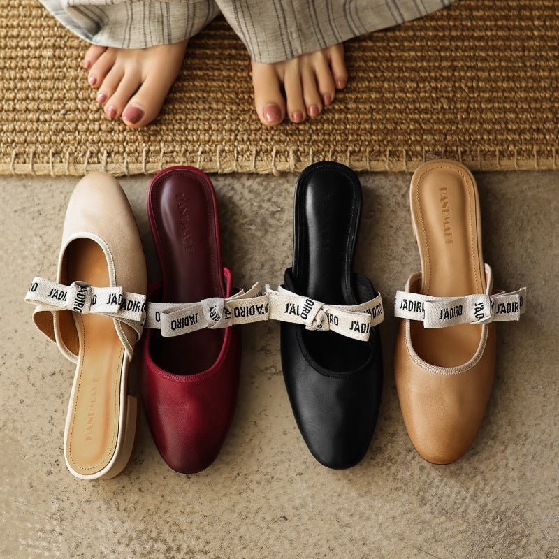 Tiziana — Ribbon-Bow Flat Mules