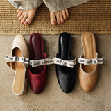 Tiziana — Ribbon-Bow Flat Mules