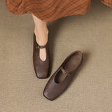 Elspeth — High-Vamp Mary Jane Flat - Brown