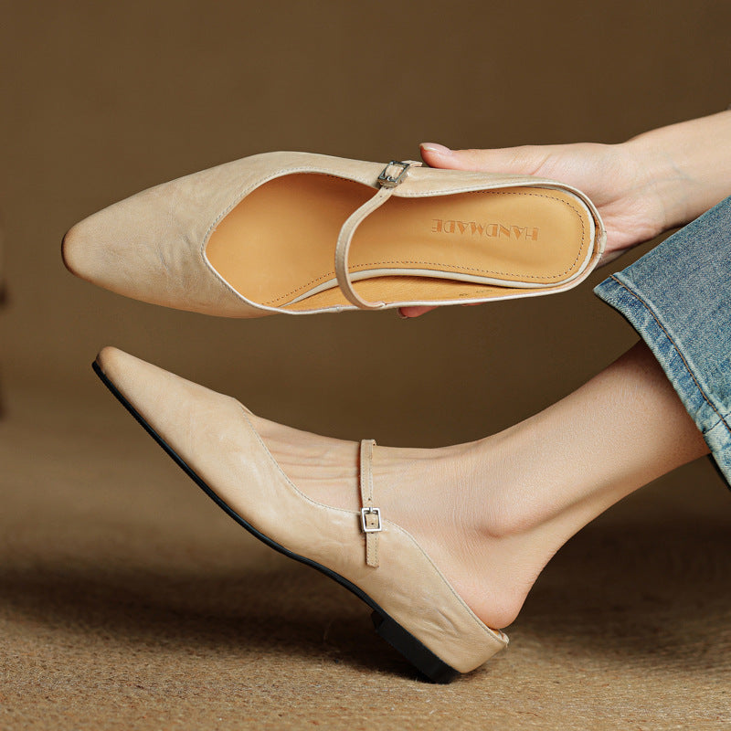 Zelie — Pointed Mary Jane Flat Mules