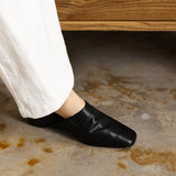 Fabienne — Smooth Square-Toe Wedge Mules