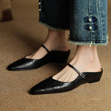 Zelie — Pointed Mary Jane Flat Mules