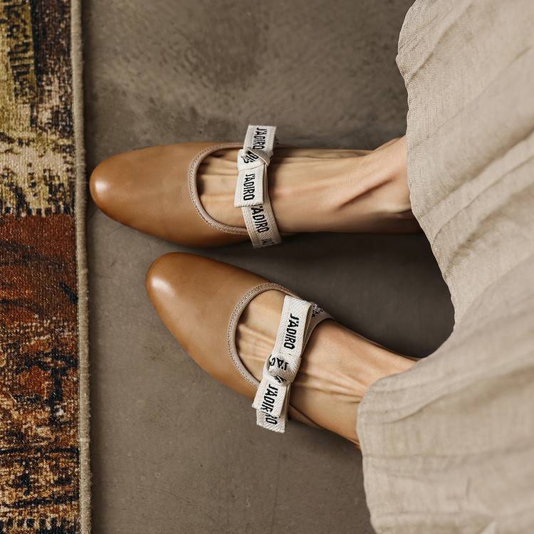 Tiziana — Ribbon-Bow Flat Mules