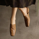 Fabienne — Smooth Square-Toe Wedge Mules
