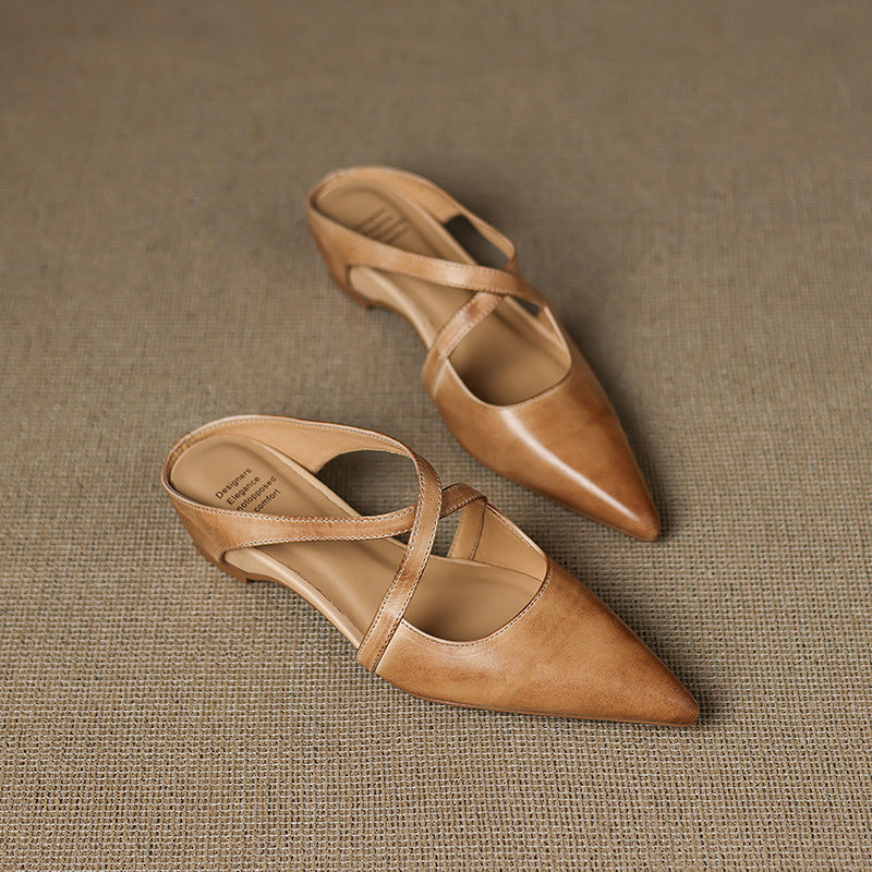 Palmira — Pointed Cross-Strap Flat Mules