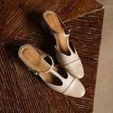 Zaria — T-Bar Block-Heel Mules