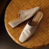 Fabienne — Smooth Square-Toe Wedge Mules