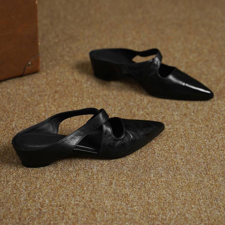 Natalia — Cross-Strap Flat Mules