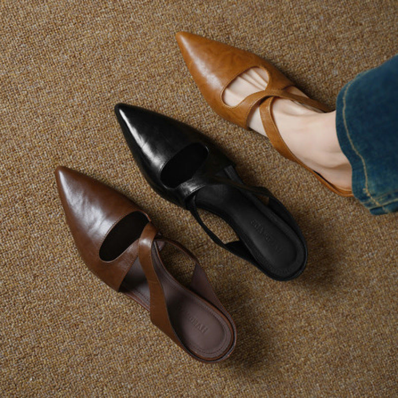 Natalia — Cross-Strap Flat Mules