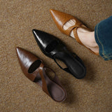 Natalia — Cross-Strap Flat Mules