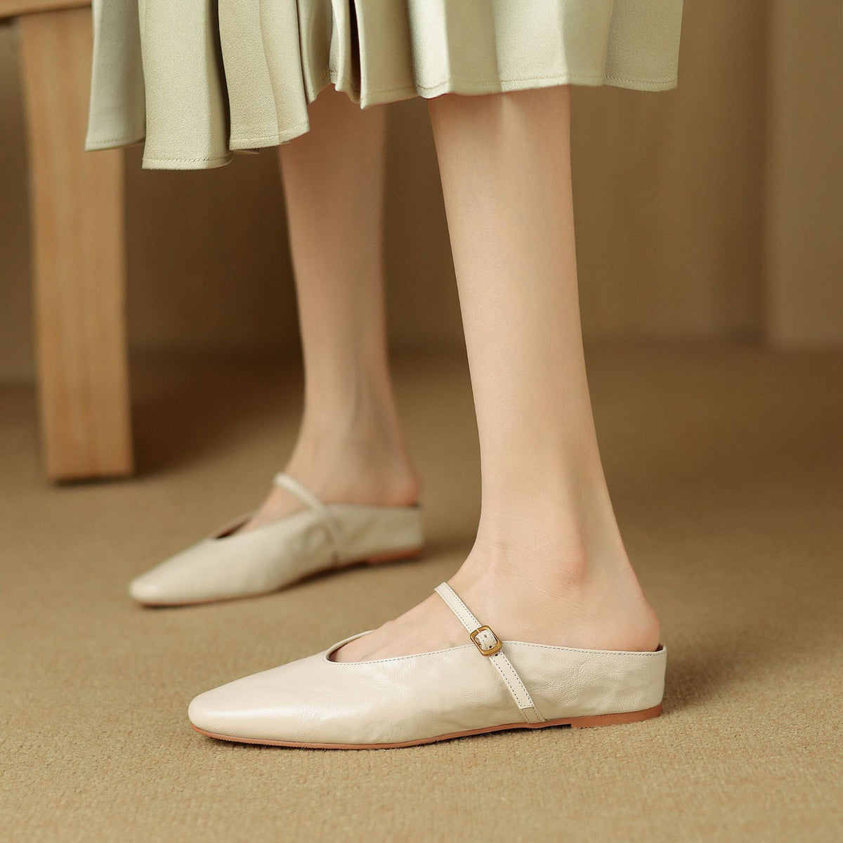 Selina — Mary Jane Strap Flat Mules