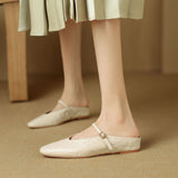 Selina — Mary Jane Strap Flat Mules