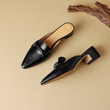 Zoya — Knot-Front Pointed Block-Heel Mules