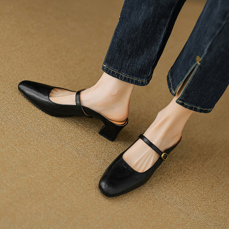 Orsina — Strap Block-Heel Mules