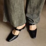 Oriana — Square-Toe Wedge Mules