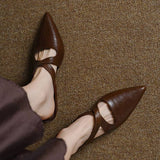 Natalia — Cross-Strap Flat Mules