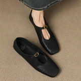 Elspeth — High-Vamp Mary Jane Flat - Black