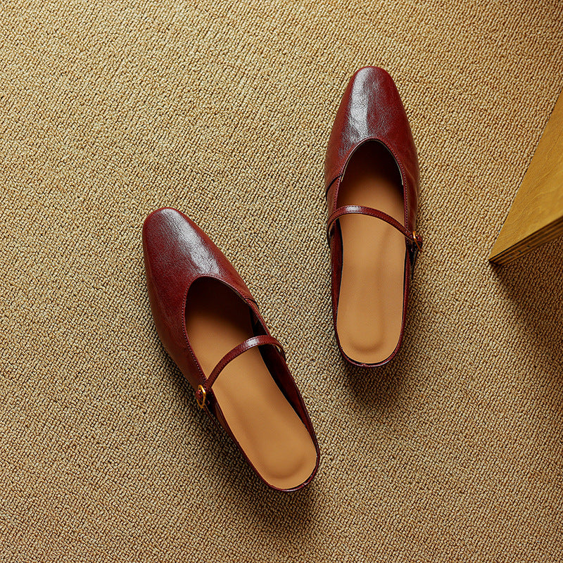 Selina — Mary Jane Strap Flat Mules