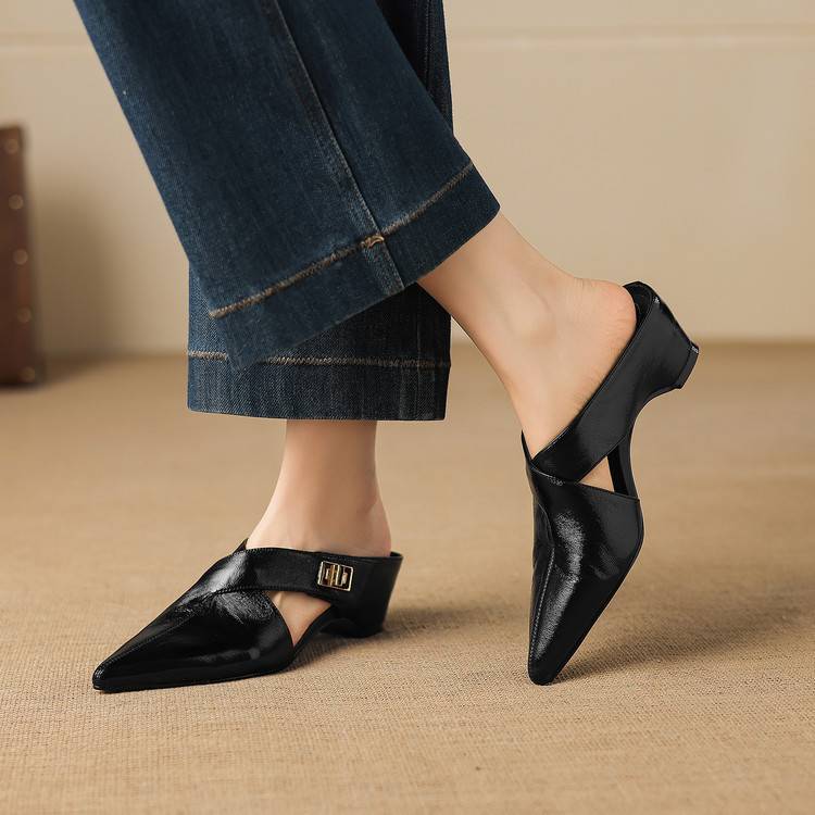 Irina — Cut-Out Buckle Pointed Mules