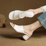 Amira — Genuine Leather Mules in Cream
