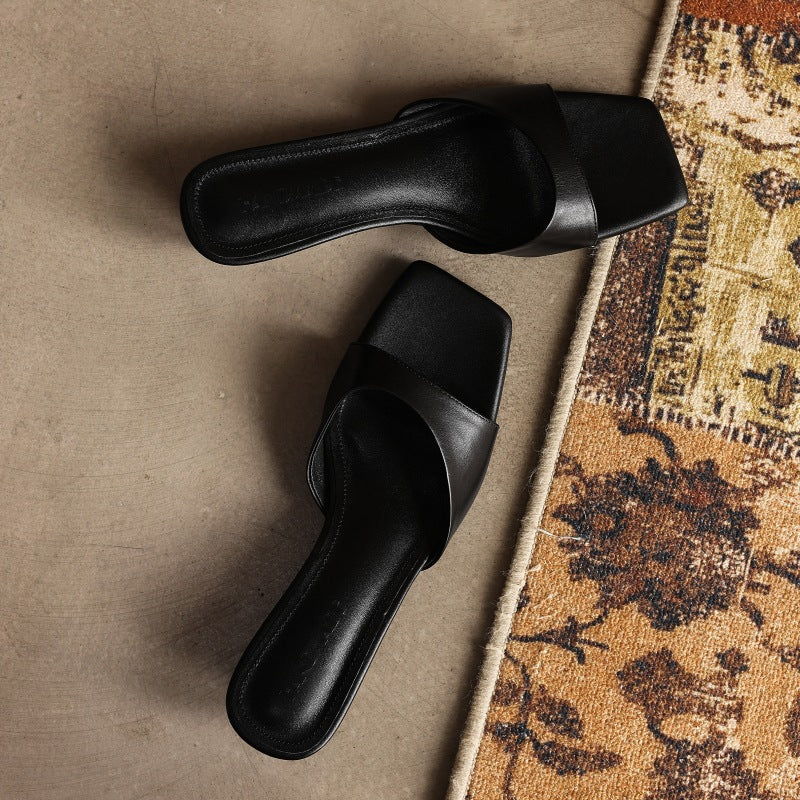 Silvana — Square Open-Toe Wedge Slides