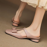 Ludovica — Bow T-Bar Low-Heel Mules