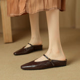 Selina — Mary Jane Strap Flat Mules