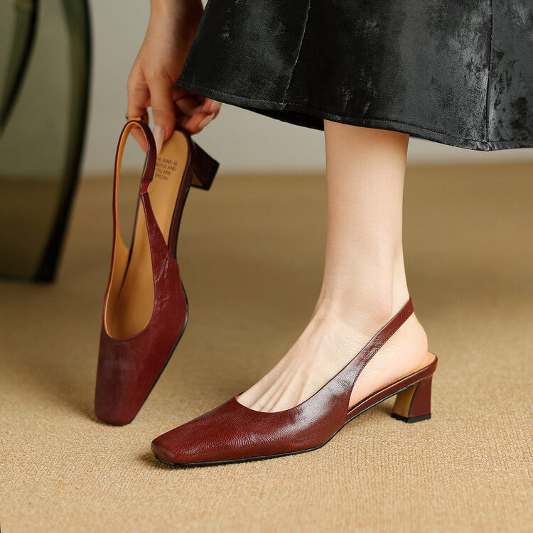 Ersa Genuine Leather Slingbacks - Burgundy