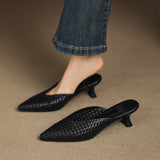 Marta — Woven Kitten-Heel Mules