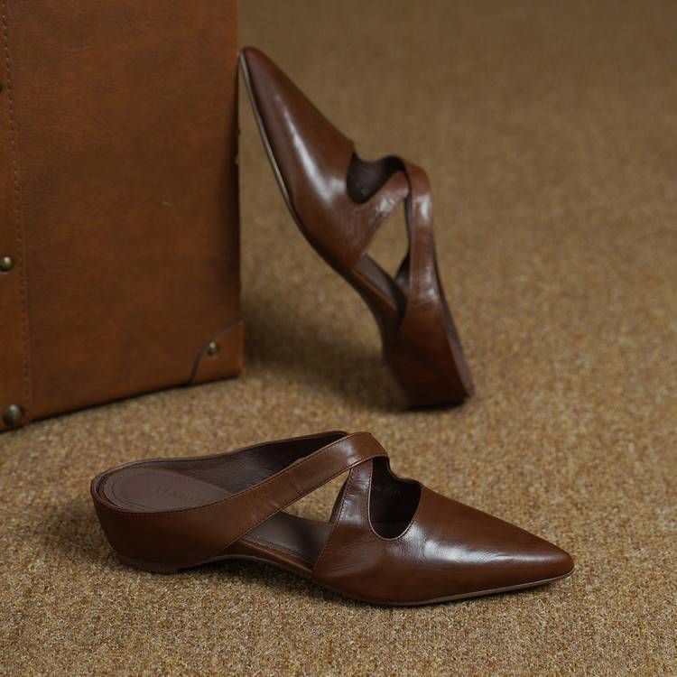 Natalia — Cross-Strap Flat Mules