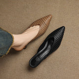 Marta — Woven Kitten-Heel Mules