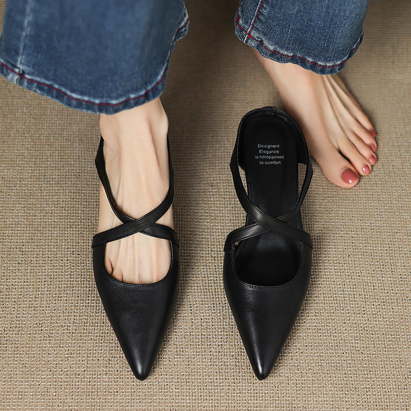 Palmira — Pointed Cross-Strap Flat Mules