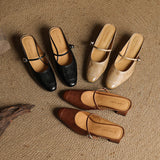 Mercedes — Embossed Mary Jane Block-Heel Mules