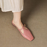 Hephzibah — Buckle T-Strap Flat Mules