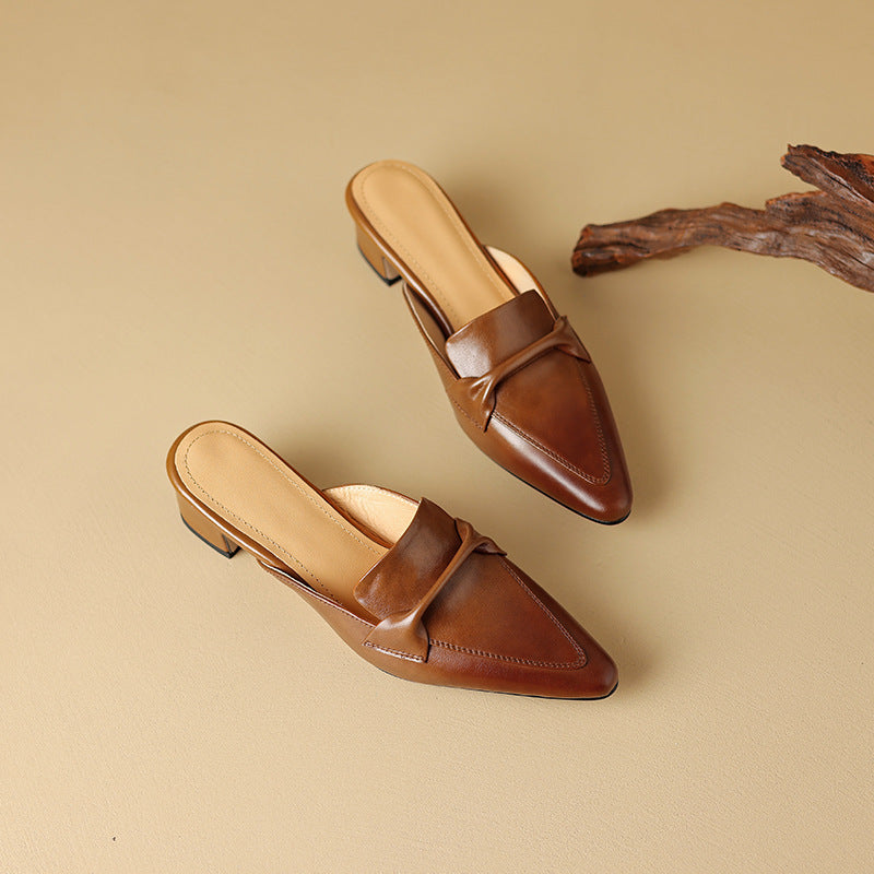 Zoya — Knot-Front Pointed Block-Heel Mules