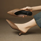 Marta — Woven Kitten-Heel Mules
